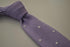 lavender purple skinny knitted tie with white polka dots
